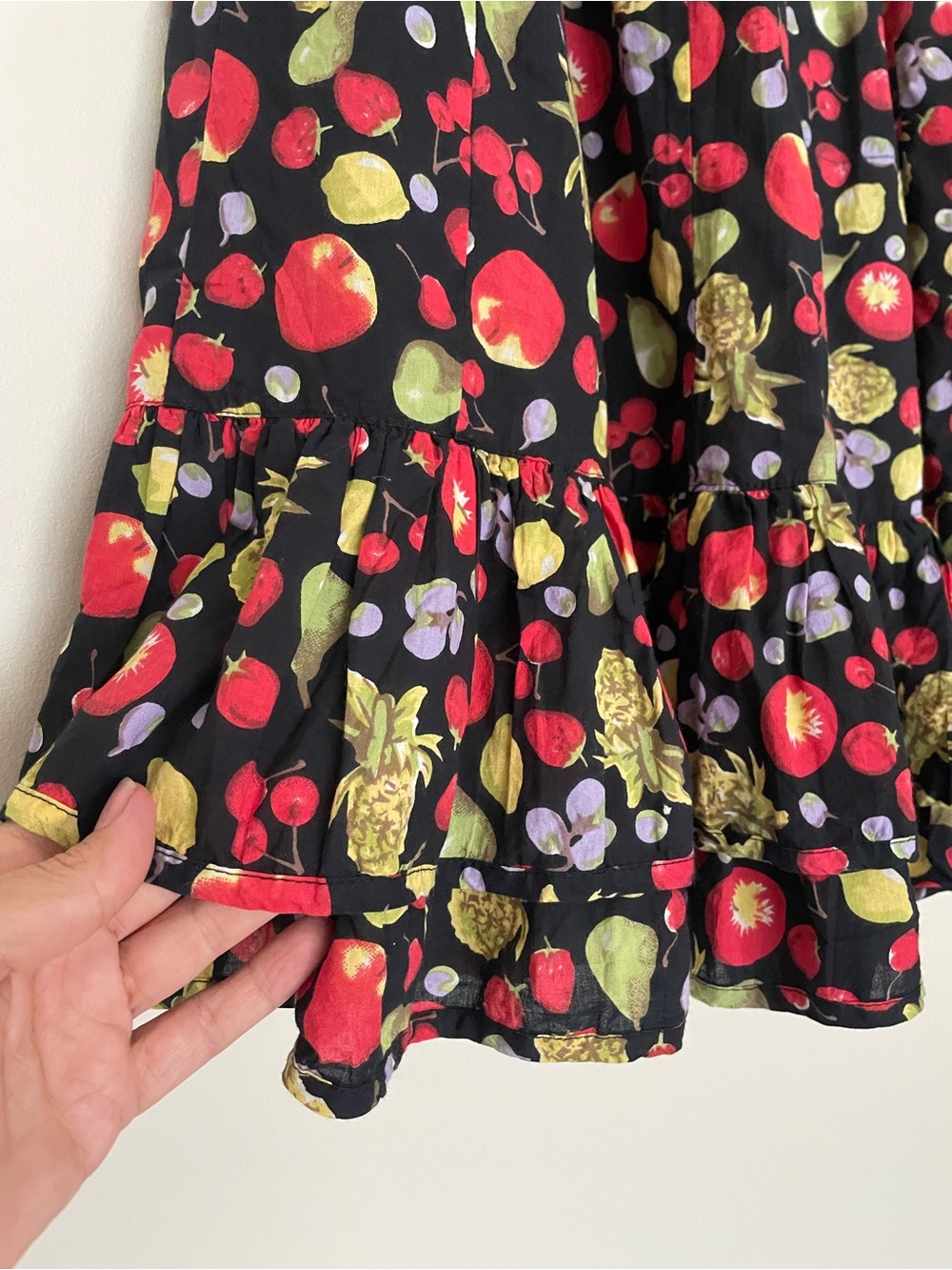 Dress Addict Fruit Print Midi Dress Smocked Waist Large 100% Cotton Novelty - Picture 3 of 9